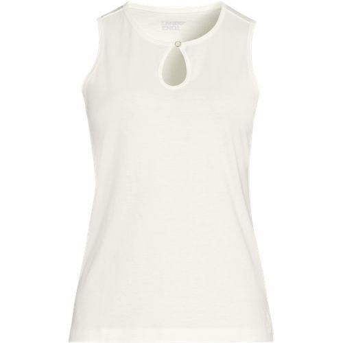 Supima-Top mit Keyhole-Ausschnitt, Damen,  Weiß, Baumwolle, by Lands' End