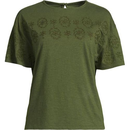 Flammgarn-Shirt mit Stickereien, Damen,  Grün, Baumwolle, by Lands' End