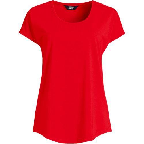Shirt aus Baumwolle/Modal-Mix mit Ballettausschnitt, Damen,  Rot, Baumwolle/Baumwoll-Mischung/Baumwolle Modal, by Lands' End