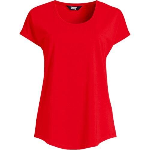 Shirt aus Baumwolle/Modal-Mix mit Ballettausschnitt, Damen,  Rot, Baumwolle/Baumwoll-Mischung/Baumwolle Modal, by Lands' End