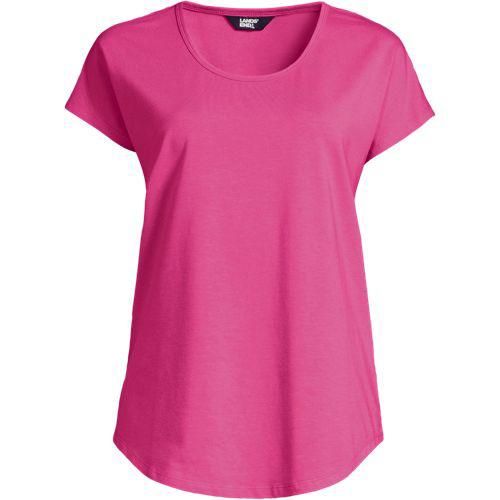 Shirt aus Baumwolle/Modal-Mix mit Ballettausschnitt, Damen,  Pink, Baumwolle/Baumwoll-Mischung/Baumwolle Modal, by Lands' End