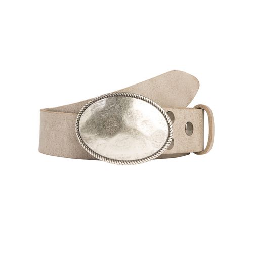 Ledergürtel, Damen, Gr. 120, grau (hellgrau), Leder, RETTUNGSRING BY SHOWROOM 019, unifarben, casual,modisch, Gürtel, mit austauschbarer Schließe »Oval Matt Gehämmert«