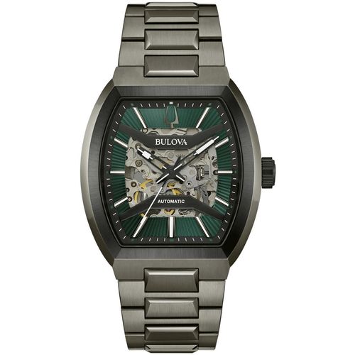 Automatikuhr BULOVA, anthrazit, Armbanduhren, Herren, Armbanduhr, Herrenuhr, Mechanische Uhr, Edelstahlarmband, analog