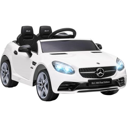 AIYAPLAY 12 V Kinder Elektroauto, Kinderfahrzeug mit 2,4G Ferbedienung, Elektrofahrzeug mit LED-Scheinwerfern, Sicherheitsgurt, Hupe, Musik, Mercedes SLC 300 Kinderauto für Kinder ab 3 Jahren, Weiß