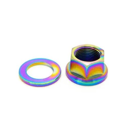 TLC Titanium BMX Achsmutter mit Beilagscheibe (14mm - Rainbow)
