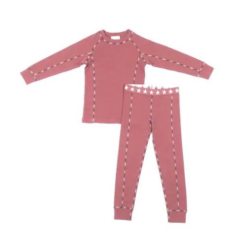 Cold Stars Merino Whool Junior Ski Funktionsunterwäsche Set (Dark Coral)