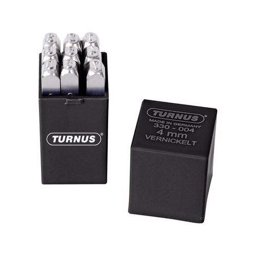 Schlagzahlensatz 330 9-tlg.Zahlen 0-9 Schrift-H.3mm in Ku.-Box KUKKO (330-003)