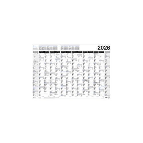 Wandkalender Korsch 2026, 14 Monate, Kalendarium für DE, B 970 x H 670 mm, Papier, weiß