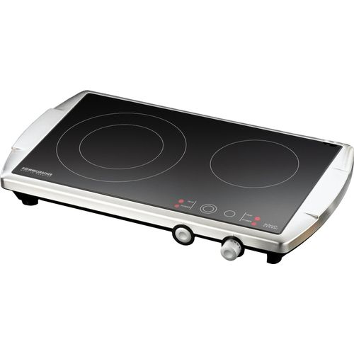 Doppelkochplatte CT 3400/E, Gehäuse aus Edelstahl, original SCHOTT Glaskeramik® Glaskeramik Kochfläche, energiesparend, 2 Kochzonen, versenkbare Knebel