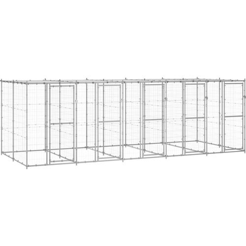 Outdoor-Hundezwinger mit Überdachung Verzinkter Stahl 12,1 m²