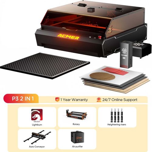 3ddruckboss Laser ACMER P3 Dual-Lasergravurmaschine, 10W Diode + 2W Infrarot / P3 Komplettset