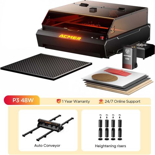 3ddruckboss Laser ACMER P3 Dual-Lasergravurmaschine, Dual Laser 48 + 24W Diode / P3 + Automatikförderer + Erhöhung