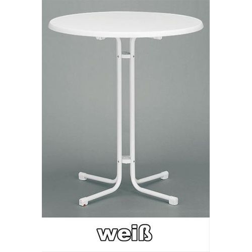 Stehtisch Ø85cm x 110cm, weiß, klappbar Stahlrohrgestell