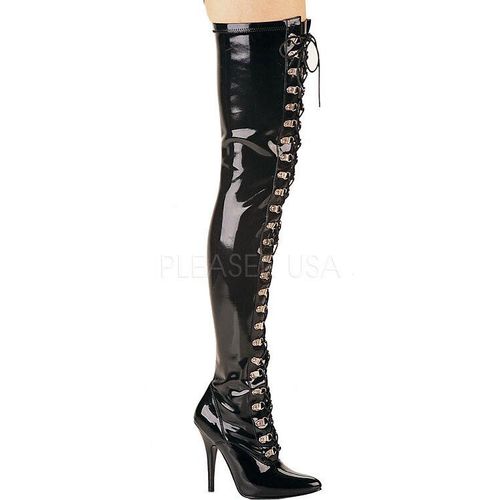 PLEASER SEDUCE-3024 Stiletto Overknee mit Frontschnürung