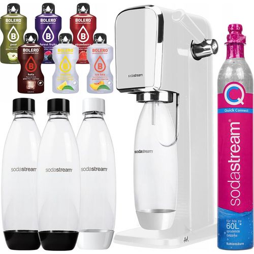 Sodastream Wassersprudler Art White Set mit 3 Flaschen und CO2 Zylinder