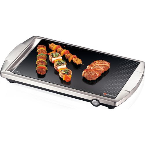 Glaskeramik® Grill CG 2303/E, Edelstahlgehäuse, original SCHOTT Glaskeramik® Glaskeramik Grillfläche, stufenlose Temperaturregelung bis 380 °C, Fettauffangrinne, versenkbarer Knebel