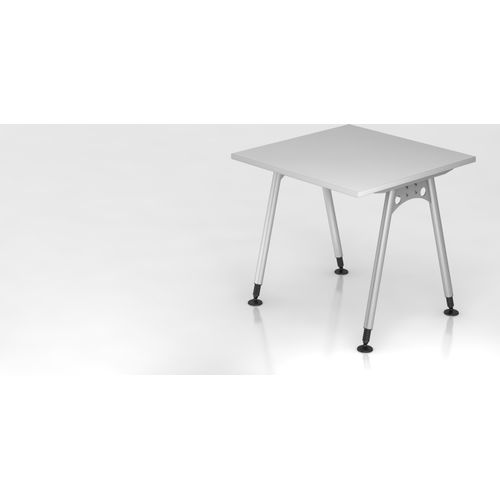 Schreibtisch A-Serie | inkl. Kabelwanne | A-Fuß | höheneinstellbar, Größe Tischplatte:80 x 80 cm, Farbe Tischplatte:Grau