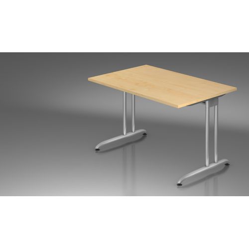 Schreibtisch B-Serie | C-Fuß | inkl. Kabelwanne, Größe Tischplatte:120 x 80 cm, Farbe Tischplatte:Ahorn