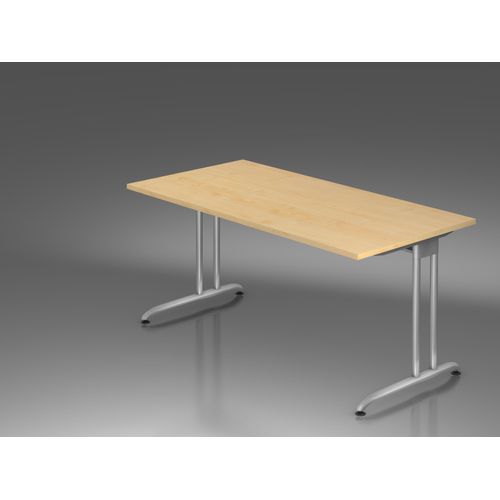 Schreibtisch B-Serie | C-Fuß | inkl. Kabelwanne, Größe Tischplatte:160 x 80 cm, Farbe Tischplatte:Ahorn