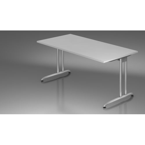 Schreibtisch B-Serie | C-Fuß | inkl. Kabelwanne, Größe Tischplatte:160 x 80 cm, Farbe Tischplatte:Grau