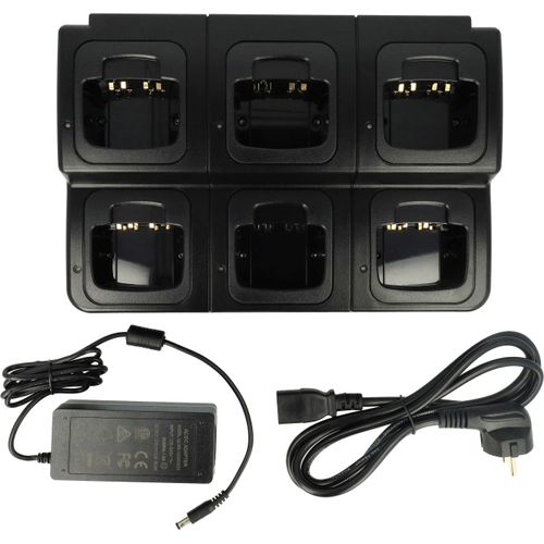 vhbw 6-fach Ladegerät kompatibel mit Motorola HNN9008A, HNN9013B, HNN9013 Funkgerät-Akkus - Ladestation + Netzteil, 8,4 V, 0,6 A