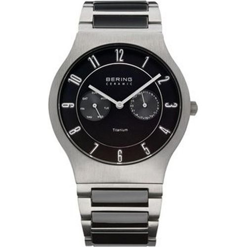 BERING Ceramic Herren Multifunktionsuhr schwarz/grau 11939-772