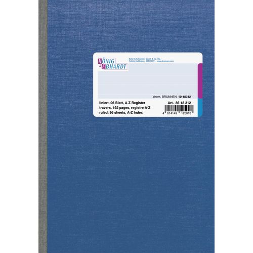Kladde A5 liniert 96 Blatt Register A-Z Spezialpappe blau Packung mit 5 Stück