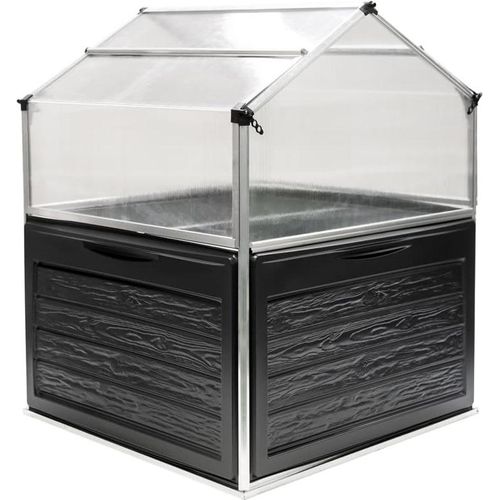 Palram - Canopia Metall Hochbeet mit Gewächshaus Plantino anthrazit 118x118x148 cm