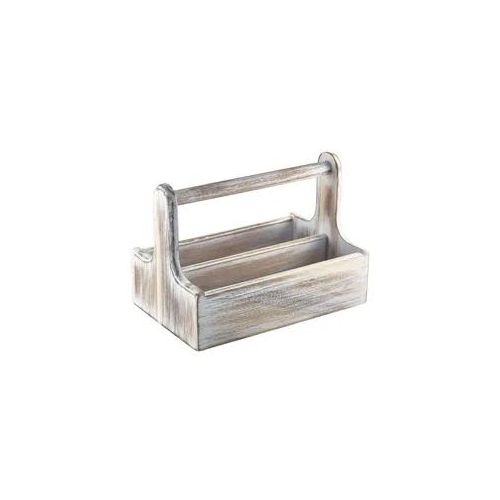Table Caddy / Bar Organizer, Holz, weiß - 25x15,7x18cm
