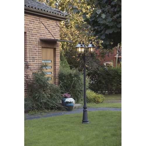 Konstsmide Parma Standleuchte Edelstahl Lampendach, schwarz lackiertes Aluminium, klares Acrylglas 7243-000