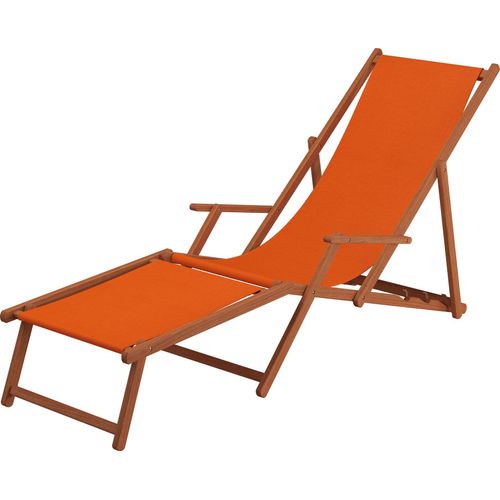Gartenliege terracotta Sonnenliege Liegestuhl Fußteil Holz Deckchair Strandstuhl Gartenmöbel 10-309 F