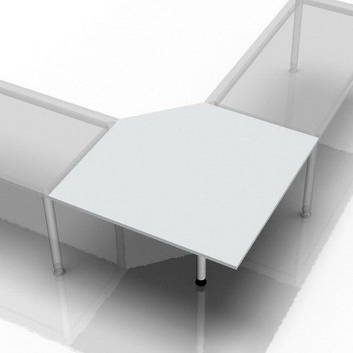 Verkettungsplatte trapezform 120x120cm mit Konsole/Fuß Grau/Silber