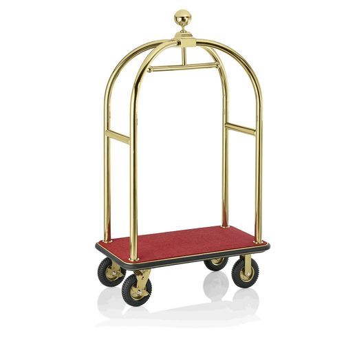 WAS Germany Gpäckwagen Hotel, 113 x 62 x 191 cm, goldfarben, roter Teppich, Edelstahl