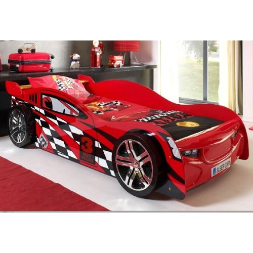 Night Speeder Autobett 90x200 cm Rot, Matratze:Softdeluxe