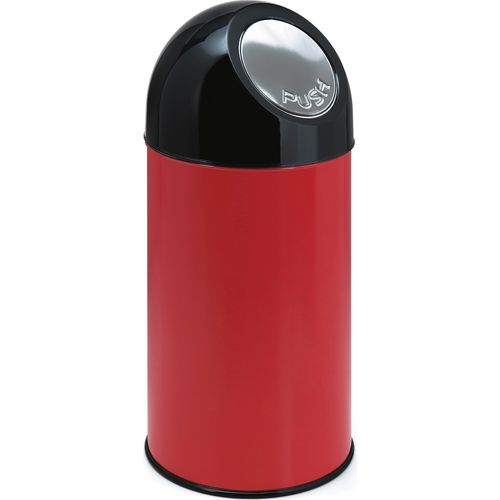 Abfallbehälter mit Druckdeckel und Inneneimer 40 Liter - Rot, Schwarz