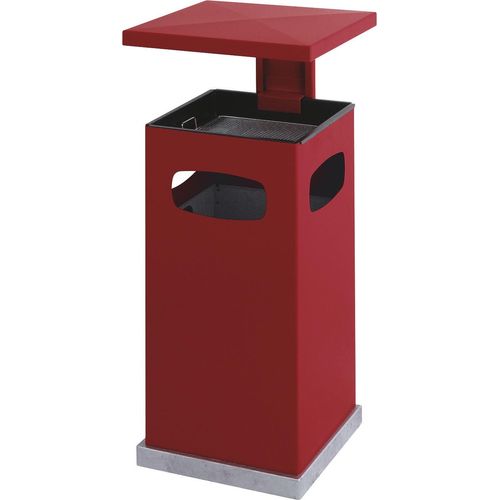 Ascher-Papierkorb mit abnehmbarem Dach 70 Liter - Rot