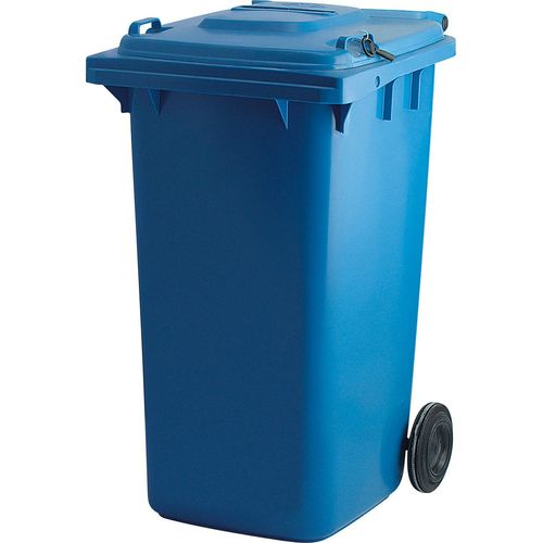 Container mit Papierschlitz und Schloss - Blau