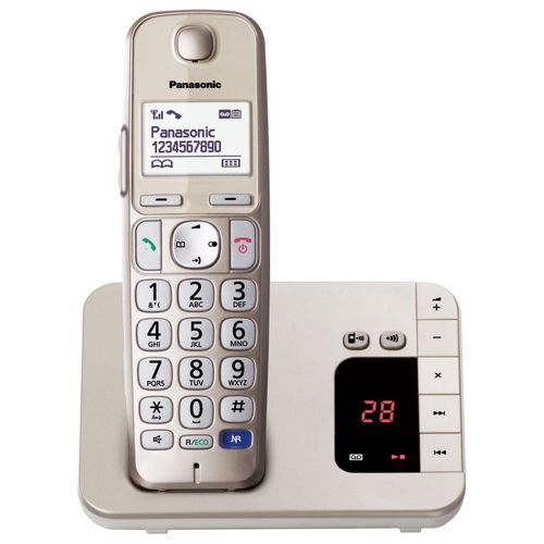 Panasonic KX-TGE220GN Schnurlostelefon Seniorentelefon mit AB, Farbe: Gold