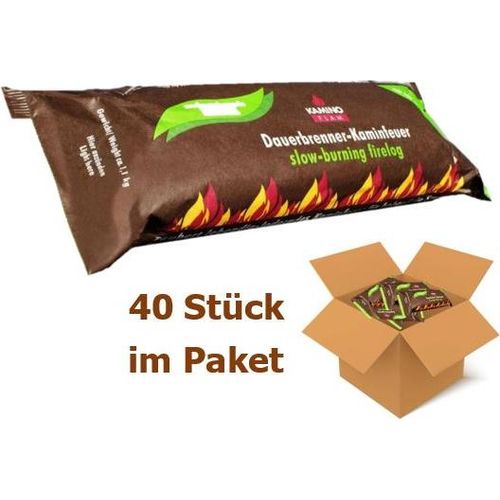 KaminoFlam® | Holzscheit Dauerbrenner | 40 Stück