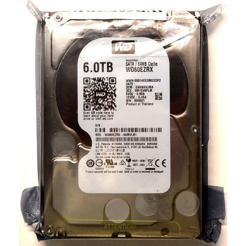 Western Digital Green 6TB WD60EZRX SATA III 64Mb Cache 7200RPM 3.5'' Zoll