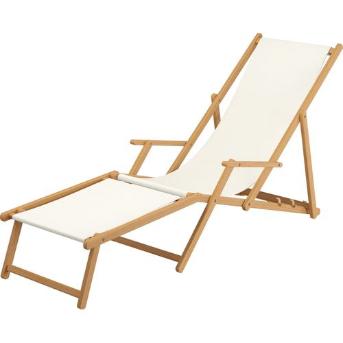 Sonnenliege weiß Liegestuhl klappbare Gartenliege Deckchair Strandstuhl Gartenmöbel Holz 10-303NF