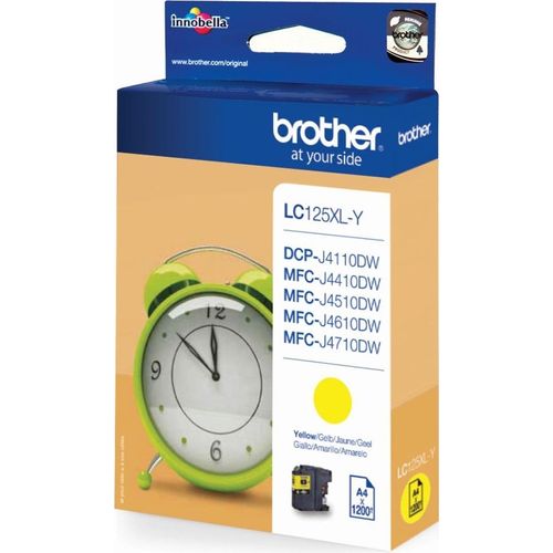 Tintenpatrone Brother LC-125XLY gelb (ca. 1200 Seiten) Packung mit 5 Stück