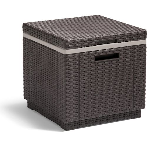 Keter Ice Cube, braun, Kühlbox, Deckel abnehmbar, doppelwandig, Kunststoff, flache Rattanoptik