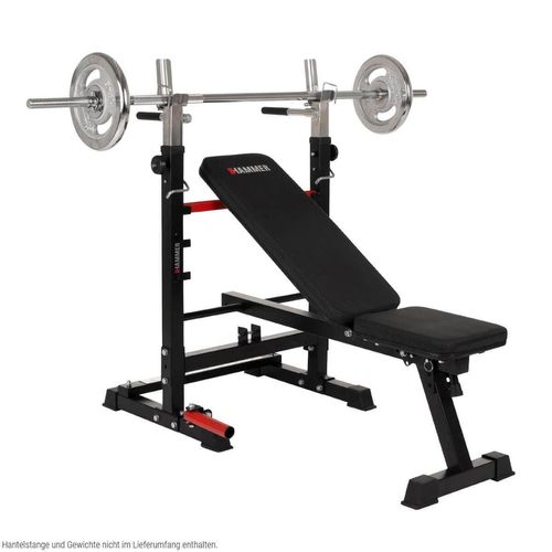 HAMMER Hantelbank Force 4.0 mit Rack, Schrägbank, bis max. 180 kg Körpergewicht