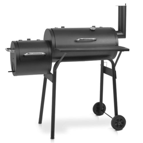 HECHT Sentinel Minor Holzkohlegrill Grillwagen mit Deckel | Thermometer | 2 Brennkammern | Drosselklappen