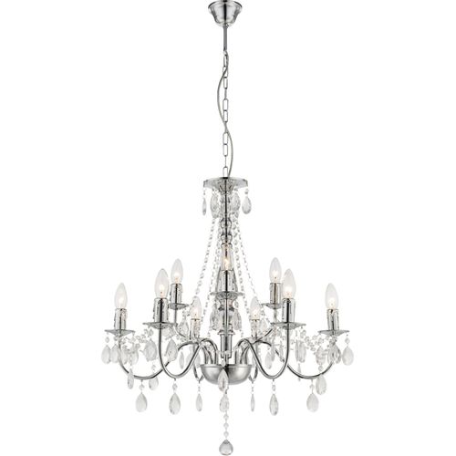 Globo Lighting Luster Metall verchromt, 9x E14