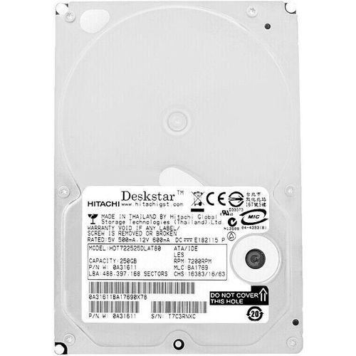 Festplatte Hitachi 250Gb HDT722525DLAT80 8Mb Cache 7200Rpm ATA-133 3,5