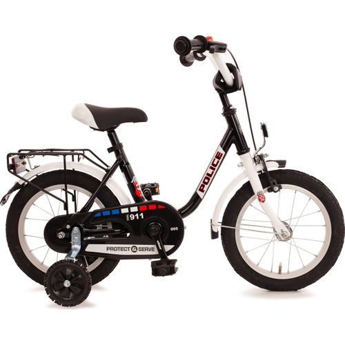 Kinderfahrrad POLICE (14 Zoll) inkl. Stützräder und Seitenständer