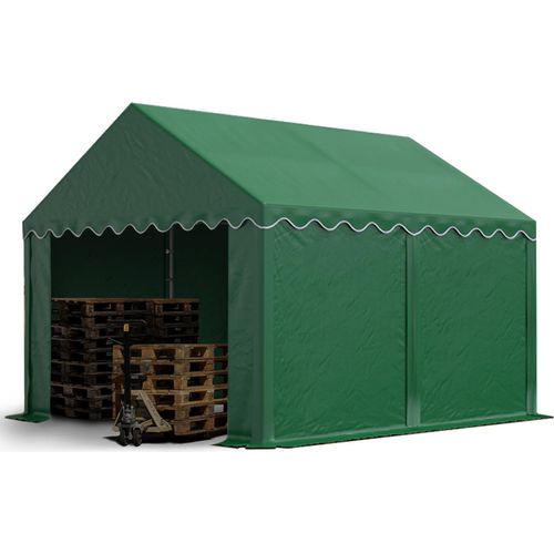Lagerzelt 3x4 m Industriezelt Unterstand PVC Plane 750 N dunkelgrün mit Bodenrahmen