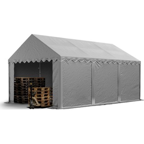 Lagerzelt 3x6 m Industriezelt Unterstand PVC Plane 750 N grau mit Bodenrahmen